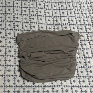 Stradivarius Beige Grey Ruched Side Tube Top